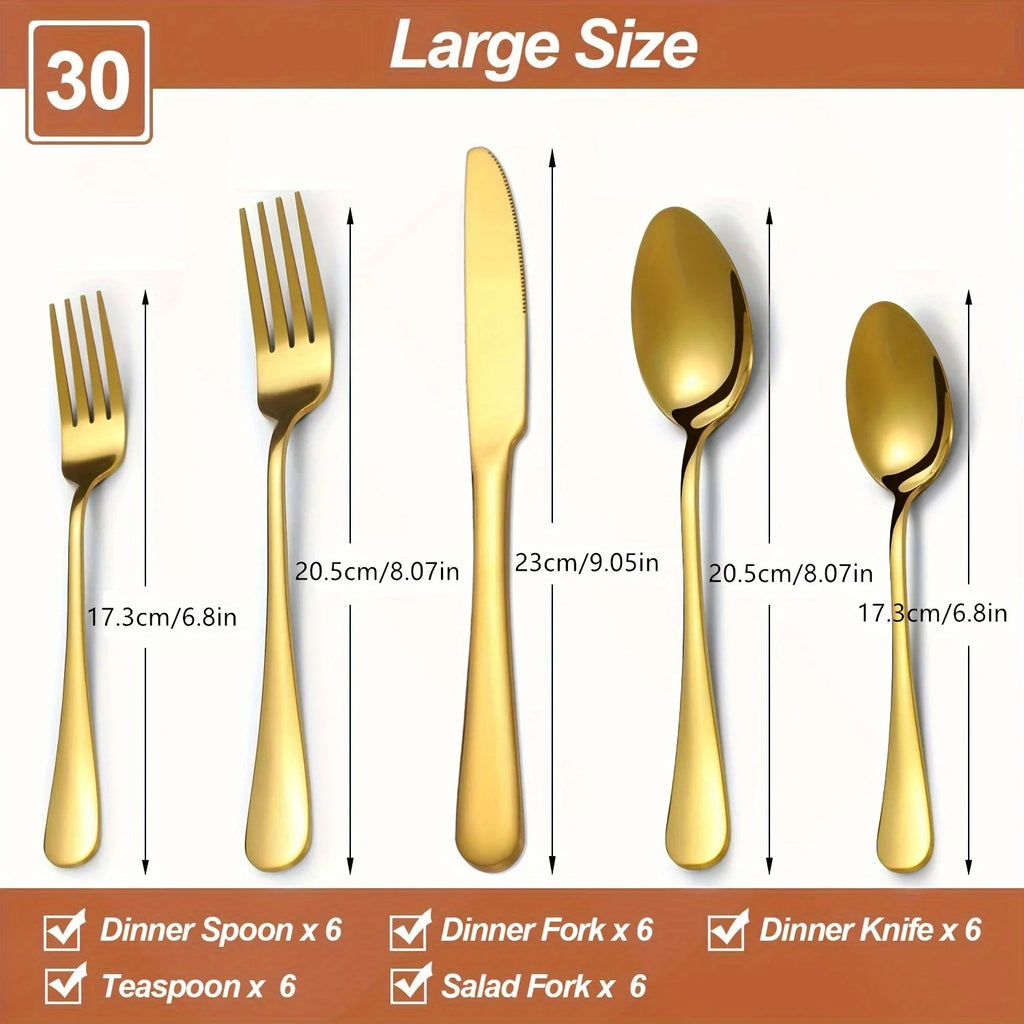 30 Piece Luxury Golden Flatware