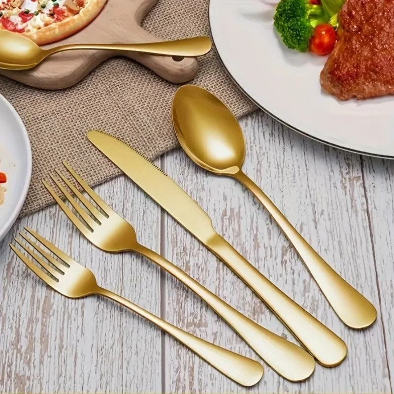 30 Piece Luxury Golden Flatware