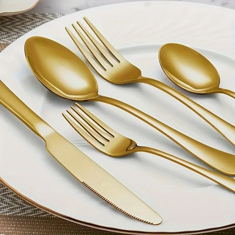 30 Piece Luxury Golden Flatware
