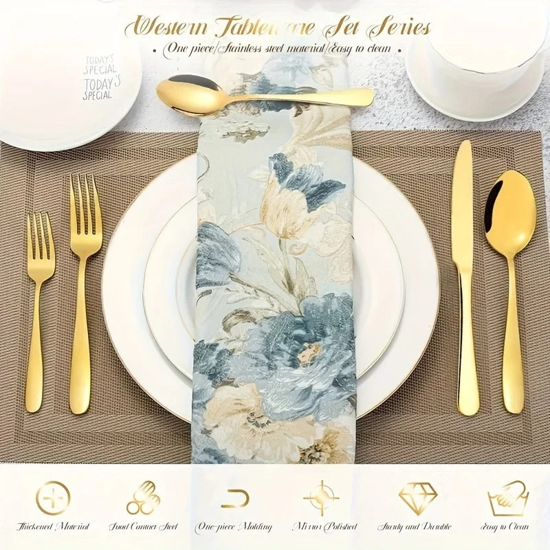 30 Piece Luxury Golden Flatware