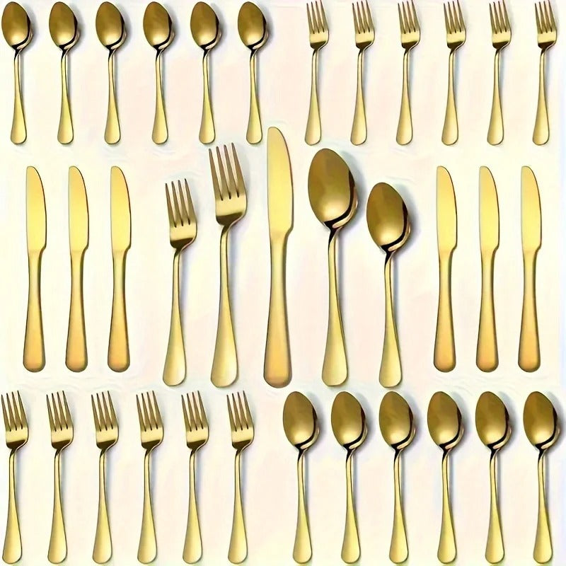 30 Piece Luxury Golden Flatware
